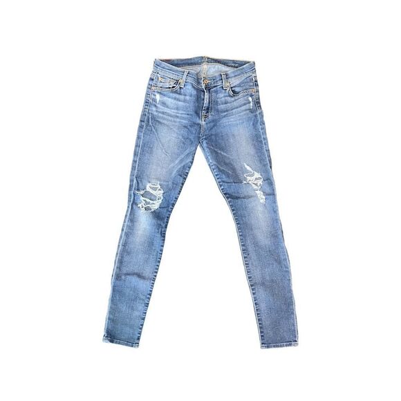 7 for all Mankind Gwenevere Distressed Ankle Jean - Picture 1 of 6